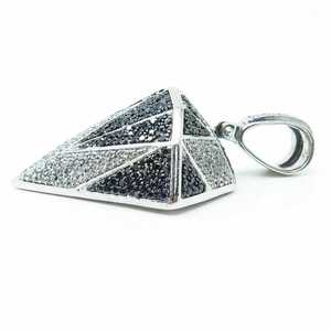 Colgante con Forma de Diamante, Colgante de Diamante Moissanite Redondo Blanco y Negro, Colgante Hip Hop, Colgante con Engaste Pavé de Plata 925, Regalos para Hombre - Product Image 2