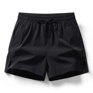 Pantalones Cortos Deportivos para Hombre, Negros, de Secado Rápido, con Cordón, Color Sólido, Cintura Media, Tela de Poliéster - Product Image 1