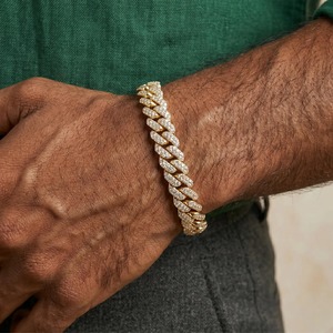 กำไลข้อมือแบบ Cuban Link ชุบโรเดียม เงินแท้ 925 ประดับเพชร VVS Moissanite ดีไซน์เนอร์ สำหรับทุกเพศ เหมาะเป็นของขวัญและเครื่องประดับสำหรับงานปาร์ตี้ - Product Image 1