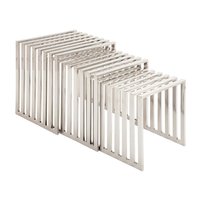 Ensemble de tables basses gigognes modernes en métal multi-usages, structure robuste, plateau en verre, empilables, gain de place, mobilier de maison