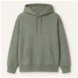เสื้อฮู้ดดี้ทรงตรงโอเวอร์ไซส์สีเขียวเซจสำหรับผู้ชาย พร้อมเชือกผูกแบบโทนสีเดียวกัน กระเป๋าแบบจิงโจ้ รุ่น MHOOD-0013 - Product Image 1