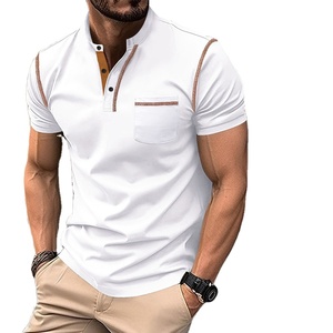 2025เสื้อลำลองผู้ชายฤดูร้อนเสื้อแขนสั้นกระดุมเสื้อโปโลคอวีปักสีพื้นระบายอากาศ - Product Image 6