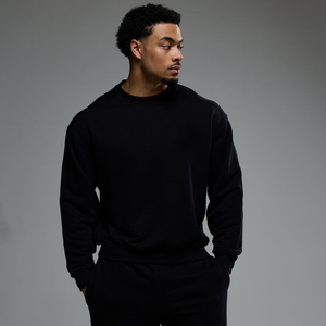 Sweat à capuche pour homme, noir, coupe classique, en molleton tricoté, avec poche, vêtements décontractés d'automne, polyester/coton - Product Image 1