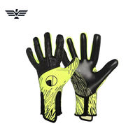 Guantes de Portero de Fútbol Profesionales de Látex, Dedos Completos, Antideslizantes, Transpirables, Cierre con Cordones, Unisex, Negro y Amarillo