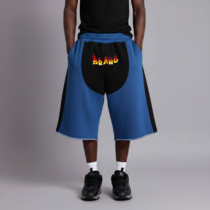 Pantalones Cortos Deportivos para Hombre, Color Azul y Negro, con Estampado de Llama, Cintura Elástica, Estilo Bermuda, Transpirables, de Moda - Product Image 1