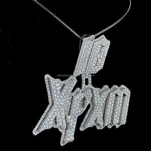 Personalizado encanto colgante hielo Moissanite diamante nombre letra colgante 925 Plata Hip Hop joyería al por mayor - Product Image 5