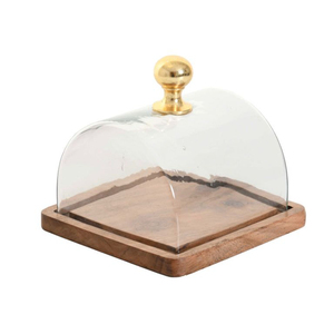 Wholesale Prices Round Wood Cake Stand With Glass Dome Cover Reusable Dessert Display For Home Bakery Events - Product Image 6
