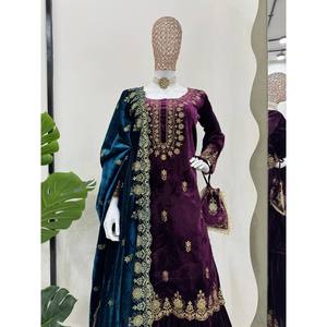 Conjunto de traje XL de diseñador con trabajo de hilo y secuencia - Product Image 2