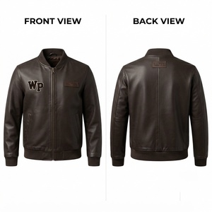 Veste de motard en cuir PU premium, respirante, en peau de mouton, noire, avec patch brodé personnalisé et logo en relief au dos - Product Image 3