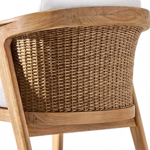 Chaise de salle à manger de style luxueux en rotin avec accoudoirs et structure en teck pour la décoration de la maison et le mobilier de jardin - Product Image 6