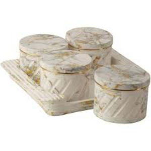 Juego de 4 Frascos para Frutos Secos de Resina Ecológica Hechos a Mano, Pintados a Mano, con Forma Natural, Decoración para el Hogar de Primera Calidad - Product Image 1