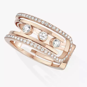 Rose <b>Gold</b> Diamond <b>Cocktail</b> <b>Ring</b> Geometric Design Round Brilliant Cut Women's Luxury Fine Jewelry - Product Image 2