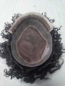 Prothèse capillaire frontale en dentelle, cheveux humains Remy, bouclés crépus, densité 130%, cheveux indiens, 100% noués à la main, nœuds invisibles, design central - Product Image 2