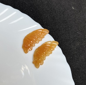 Natural Yellow Jade Angel <b>Wings</b> Carving Pair Hand Carved Gemstone <b>Wings</b> for Jewelry Making Pendant Craft & Wholesale - Product Image 3