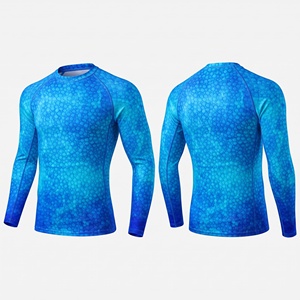 Maillot de bain unisexe à manches longues, imprimé par sublimation, anti-UV, motif océan bleu, taille adulte - Product Image 3
