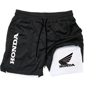 Los pantalones cortos de verano con logotipo son para hombres, ideales para deportes 2 en 1, entrenamientos en el gimnasio, correr y con bolsillos transpirables de secado rápido para teléfonos móviles. - Product Image 5