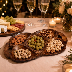 Plateau carré en bois pour fruits secs, fait à la main, en bois naturel, plateau de service décoratif, vaisselle pour fruits secs, noix, collations, apéritifs, cuisine - Product Image 6