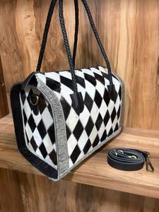 Handmade Genuine Hair On Cowhide Leather Patchwork Tote Bag | Women's Western Shoulder Handbag with Detachable Strap - Product Image 2