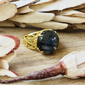 High Demand Brass <b>Labradorite</b> <b>Ring</b> Boho Floral Statement Jewelry For Women 18k Gold Plated Vintage Handmade Wholesale <b>Ring</b> - Product Image 3