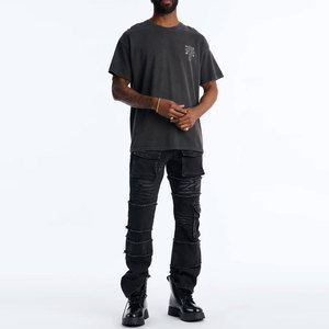T-shirt en coton surdimensionné personnalisé pour homme, vintage, manches courtes, 220g, haute qualité, léger, respirant, coupe classique, style urbain - Product Image 3
