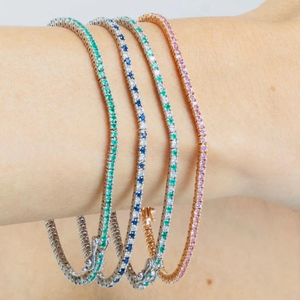 18K Pink Sapphire Fashion Tennis Bracelet-Stackable Everyday Sleek Design - Product Image 1