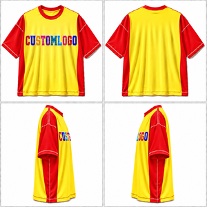 Custom Logo Men's Yellow <b>Red</b> Short Sleeve T-<b>Shirt</b> Digital Print O-Neck Casual <b>Oversized</b> Fit Quick Dry Soft Knitted Polyester - Product Image 5
