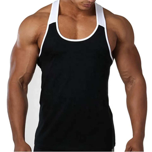 Men's Casual Custom Gym Tank Top Scoop Neck Muscle Tee Contrast Trim Eco-Friendly Breathable Knitted Quick Dry Workout - Product Image 2