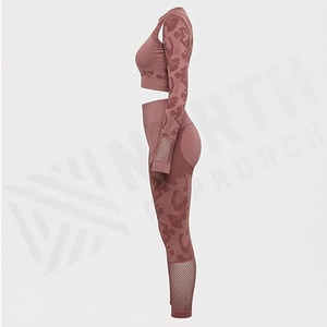 Ensemble de yoga et de fitness deux pièces taille haute pour femmes, personnalisable avec logo, respirant et imprimé par sublimation OEM, nouvelle tenue de sport - Product Image 3