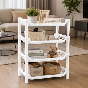 Small Space PP <b>Plastic</b> Four-Tier Rack Storage <b>Shelf</b> Organizer Compact Lightweight - Product Image 2