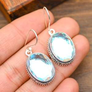 Pendientes de plata de ley 925 con piedra de topacio místico, hechos a mano, joyería de piedras preciosas naturales, regalo para San Valentín - Product Image 4