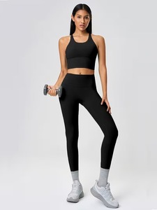 Female Open Back Gym Bra <b>Cross</b> Strap Extended Length Activewear <b>Top</b> Soft Compression Training Garment Manufacturer Apparel - Product Image 4
