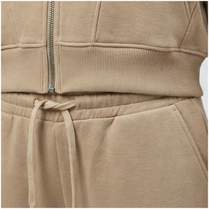 <b>Women</b> 100% Cotton Midweight Fleece Tracksuit Set Full <b>Zip</b> Stand Collar Solid Color Casual Autumn Jogger Sweatpants & Jacket - Product Image 5
