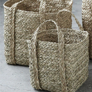 Factory Supply Seagrass Woven Eco-Friendly Rustic Multi-Purpose Storage Organizer <b>Basket</b> for Laundry and Daily Home Use - Product Image 6