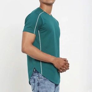 เสื้อยืดคอกลมแขนสั้นสีเขียวสำหรับผู้ชาย ทรงปกติ สวมใส่สบาย ระบายอากาศได้ดี ผ้าถักเนื้อเจอร์ซีย์ 320 กรัม ผ้าฝ้าย 100% แบบเรียบ - Product Image 2