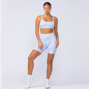 Shorts de Yoga para Mujer, Totalmente Personalizados, Color Blanco y Azul en Contraste, Fabricados en Pakistán, Modelo Zero Rise Rib, Novedad 2026 - Product Image 1