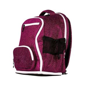 Sac à dos violet à paillettes avec bordure blanche, poignée souple, fermeture éclair, matériau polyester imperméable, style tendance, usage quotidien - Product Image 2