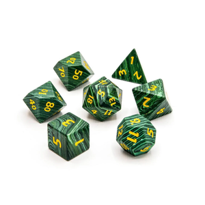 Dés en pierre de haute qualité, malachite, cristal naturel, pierres de guérison Reiki, pierres gravées, ensemble de dés personnalisés, cristal viking. - Product Image 1