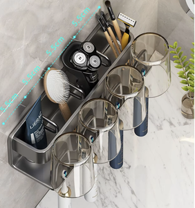OEM/ODM No-Drill Wall Mounted Electric <b>Toothbrush</b> <b>Holder</b> Metal Storage Rack Bathroom Organizer with Adhesive Installation - Product Image 4