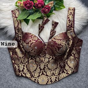 Magnifique Blouse Femme Sans Manches Style Corset Rembourrée avec Broderie Zari et Dori ZigZag au Dos, en Tissu Banarasi Lourd – Tendance Mode Féminine - Product Image 5
