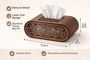 Aqdus Saleem Classic Solid Wood <b>Tissue</b> Box Cover Napkin Stand Recyclable Model Aq145 Made Uttar Pradesh for Office Home - Product Image 2