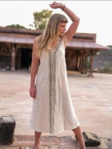 Vestido Mini con Cuello Halter, Estilo Natural para Fiesta, Verano, Playa, Vacaciones, Ligero, Estilo Bohemio, Cómodo, Elegante, Corte en A - Product Image 1