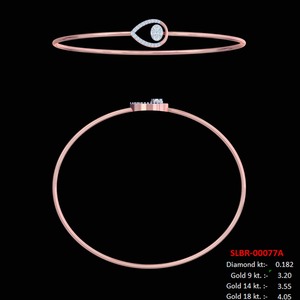 Pulsera de Oro de 14 Quilates Brillante con Diamantes Naturales de 0.18 Quilates, Claridad VS-SI, Certificación IGI, Joyería Fina, Elegante y de Lujo - Product Image 3