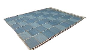 Alta calidad 8x10 moderno Dari tradicional Farsh-e alfombras hermosas azul-Beige tejido a mano lana algodón Durry alfombras conjuntos - Product Image 3