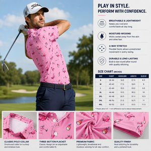 Polo de Golf con Cierre de Cremallera de un Cuarto para Hombre y Mujer, Estampado Floral, Manga Larga, Protección UV, Secado Rápido, Elástico - Product Image 5