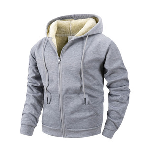Wholesale Mens Plain Winter Hoodie Warm Thermal <b>Fleece</b> <b>Lined</b> Sweatshirt Full Zipper Heavy Outerwear <b>Jacket</b> Supplier - Product Image 1