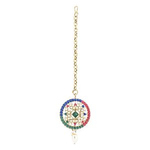 Gold Plated Alloy Kundan Zircon Jewelry Set Necklace Earrings Ring Imitation Pearl Micro <b>Insert</b> Certified Women Wedding Fashion - Product Image 5