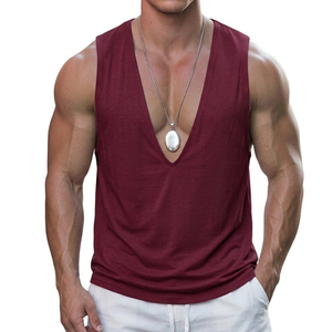 Men Deep V-Neck Muscle Tank Top Customizable <b>Stringer</b> <b>Vest</b> Sleeveless Shirt Cotton Workout Tee Wholesale Price Tank Tops For Men - Product Image 2