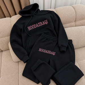 Ensemble survêtement homme premium en coton, pull à capuche oversize et pantalon de jogging, style streetwear hiver, avec logo brodé sur la poitrine - Product Image 4