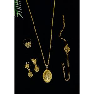 Women's Indian-inspired Gold Plated Dubai Bridal Wedding Set Gift Kids Girls' <b>Jewellery</b> Supplies Wholesale Lightweight Full Set - Product Image 2