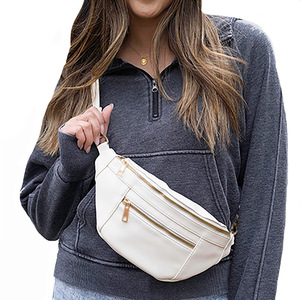 Sac banane en cuir style vintage, sac de hanche compact avec plusieurs poches de rangement, ceinture ajustable pour le voyage et la randonnée - Product Image 6